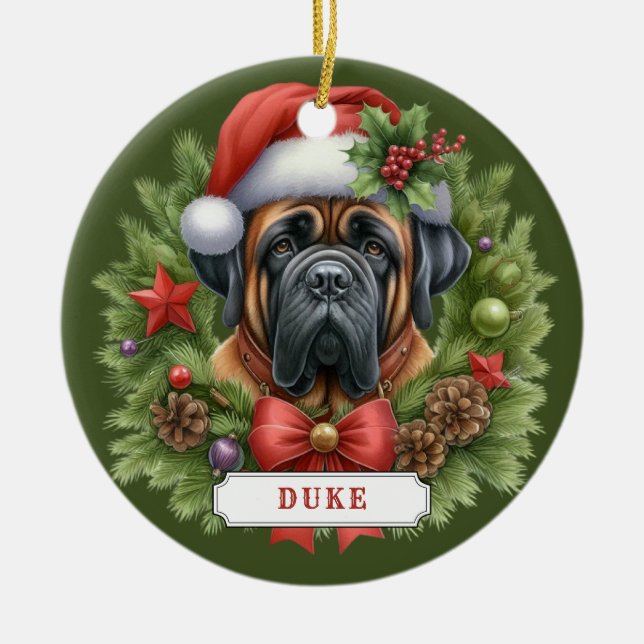 Engelska Mastiff Ceramic Circle Ornament (Framsidan)