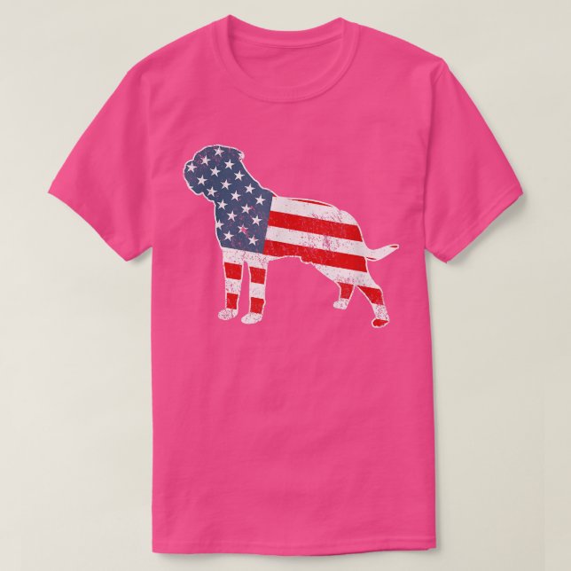 Engelska Mastiff Hund American Flagga Patriotic Pe T Shirt (Design framsida)