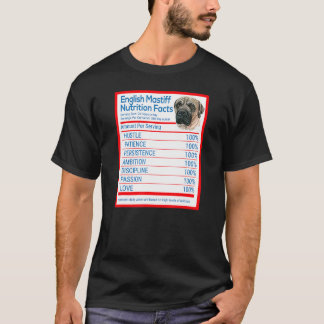 Engelska Mastiff Hund aveln Owner Nutrition Facts T Shirt
