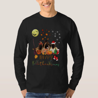 Engelska Mastiff Hund Lycklig Hallothanksmas Famil T Shirt