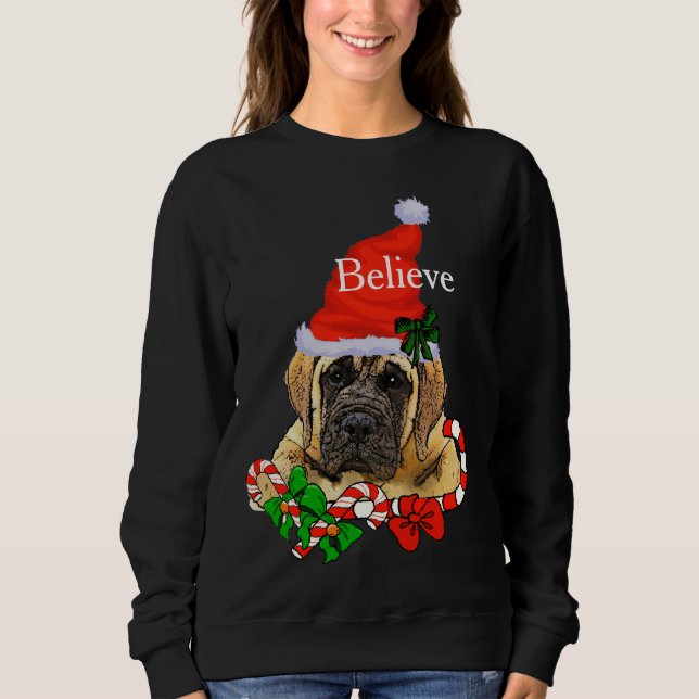 Engelska Mastiff jul Merry T Shirt (Framsida)