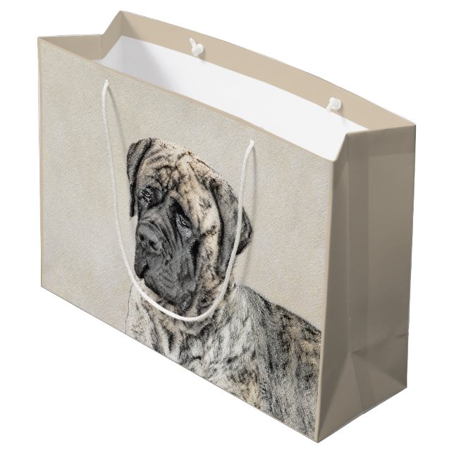 Engelska Mastiff-målning (Brindle) - Hund Art (Baksidan Vinklad)