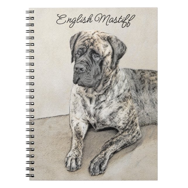 Engelska Mastiff-målning (Brindle) - Hund Art Anteckningsbok (Framsidan)