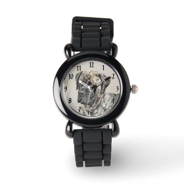 Engelska Mastiff-målning (Brindle) - Hund Art Armbandsur (Framsida)