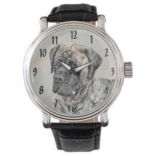 Engelska Mastiff-målning (Brindle) - Hund Art Armbandsur