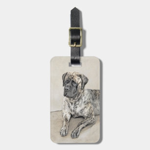 Engelska Mastiff-målning (Brindle) - Hund Art Bagagebricka