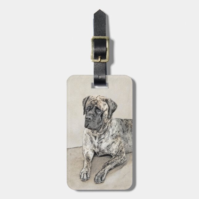 Engelska Mastiff-målning (Brindle) - Hund Art Bagagebricka (Vertikal Framsida)