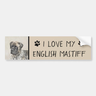Engelska Mastiff-målning (Brindle) - Hund Art Bildekal