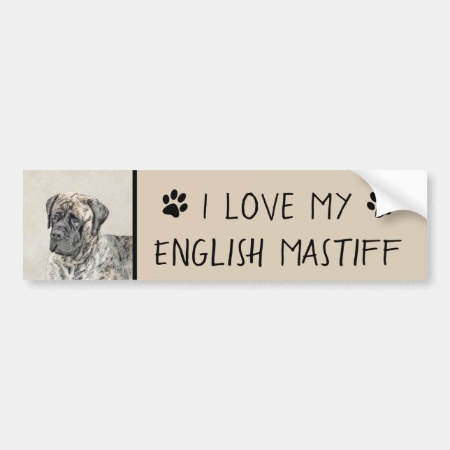 Engelska Mastiff-målning (Brindle) - Hund Art Bildekal (Framsidan)