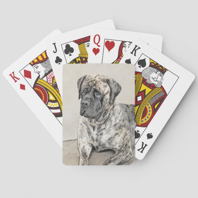 Engelska Mastiff-målning (Brindle) - Hund Art Casinokort (Baksidan)