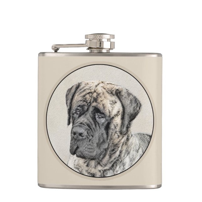 Engelska Mastiff-målning (Brindle) - Hund Art Fickplunta (Framsidan)