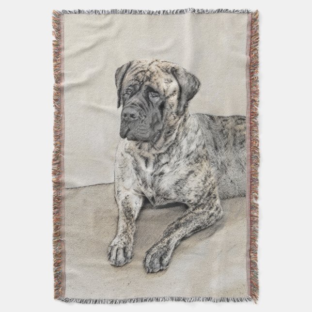 Engelska Mastiff-målning (Brindle) - Hund Art Filt (Framsidan Vertikal)
