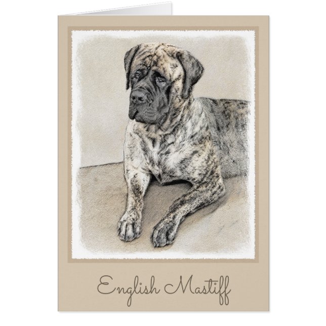 Engelska Mastiff-målning (Brindle) - Hund Art Hälsningskort (Framsidan)