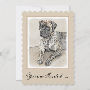 Engelska Mastiff-målning (Brindle) - Hund Art Inbjudningar