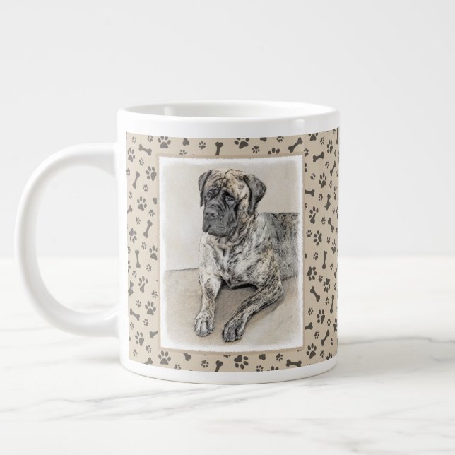 Engelska Mastiff-målning (Brindle) - Hund Art Jumbo Mugg (Vänster)