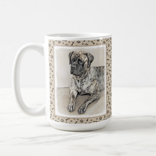Engelska Mastiff-målning (Brindle) - Hund Art Kaffemugg (Vänster)