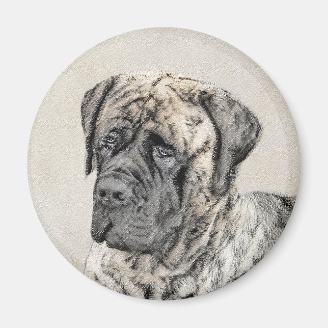Engelska Mastiff-målning (Brindle) - Hund Art Magnet (Framsidan)