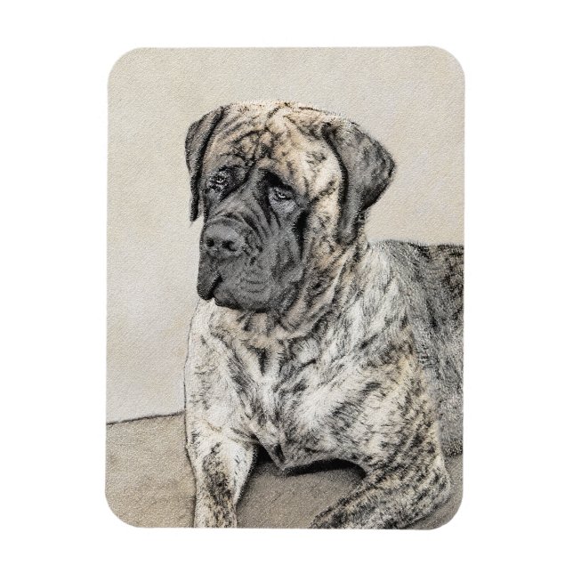 Engelska Mastiff-målning (Brindle) - Hund Art Magnet (Vertikal)