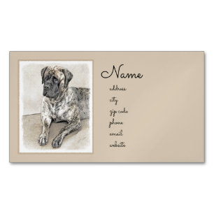 Engelska Mastiff-målning (Brindle) - Hund Art Magnetiska Visitkort