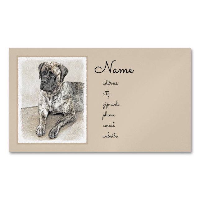 Engelska Mastiff-målning (Brindle) - Hund Art Magnetiska Visitkort (Framsida)