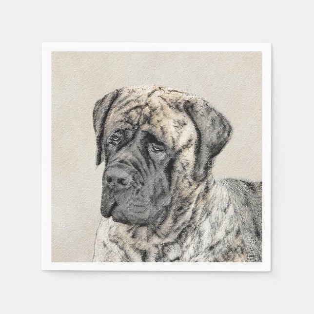 Engelska Mastiff-målning (Brindle) - Hund Art Pappersservett (Framsidan)