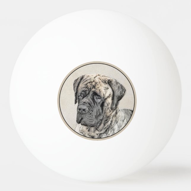 Engelska Mastiff-målning (Brindle) - Hund Art Pingisboll (Framsidan)