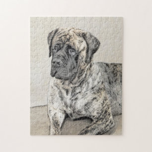 Engelska Mastiff-målning (Brindle) - Hund Art Pussel