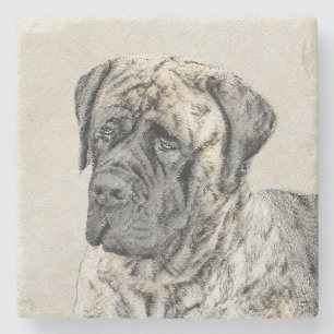 Engelska Mastiff-målning (Brindle) - Hund Art Stenunderlägg