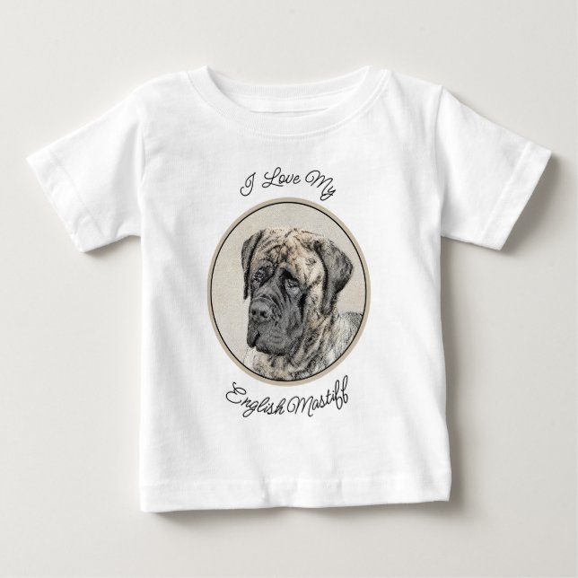Engelska Mastiff-målning (Brindle) - Hund Art T Shirt (Framsida)