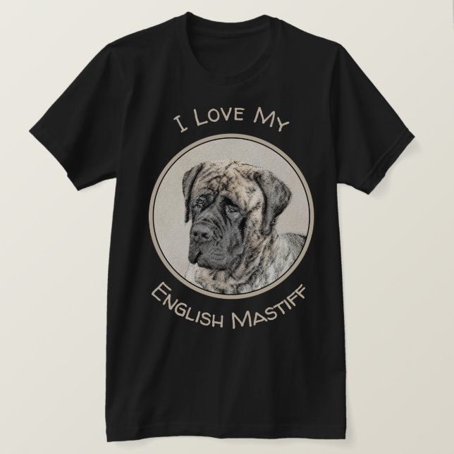 Engelska Mastiff-målning (Brindle) - Hund Art T Shirt (Design framsida)