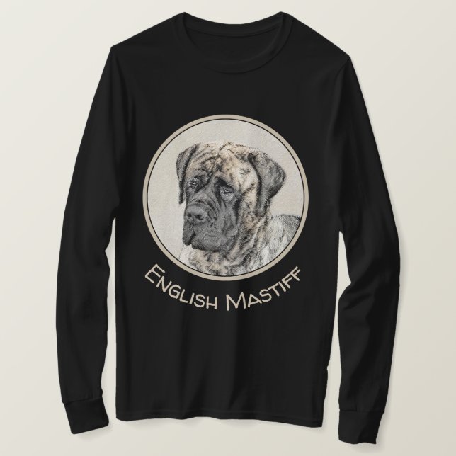 Engelska Mastiff-målning (Brindle) - Hund Art T Shirt (Design framsida)