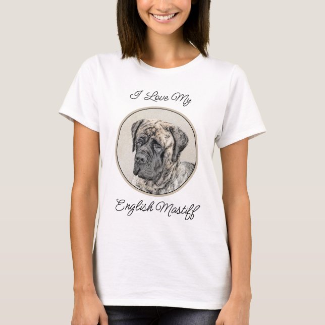 Engelska Mastiff-målning (Brindle) - Hund Art T Shirt (Framsida)
