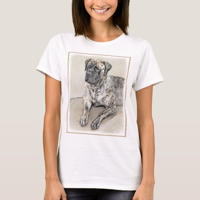 Engelska Mastiff-målning (Brindle) - Hund Art T-shirt (Framsida)