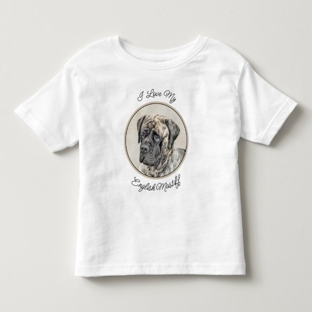 Engelska Mastiff-målning (Brindle) - Hund Art T Shirt (Framsida)