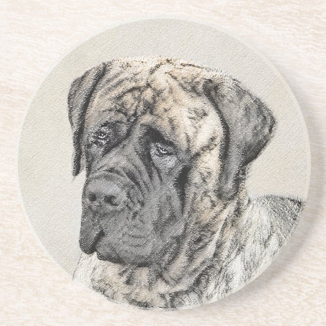 Engelska Mastiff-målning (Brindle) - Hund Art Underlägg (Framsidan)