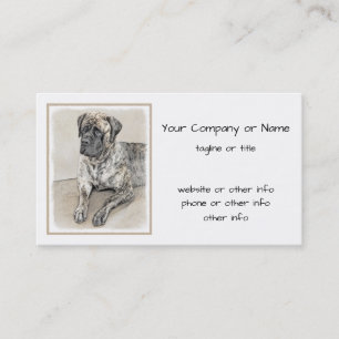 Engelska Mastiff-målning (Brindle) - Hund Art Visitkort