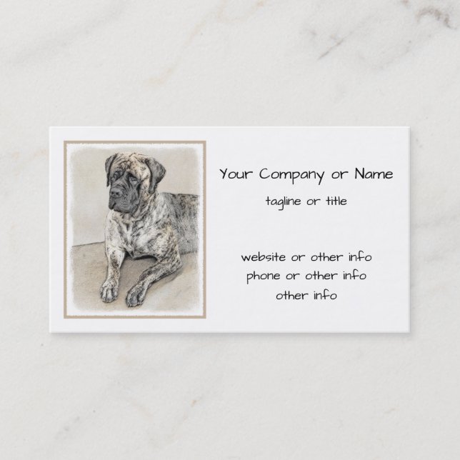 Engelska Mastiff-målning (Brindle) - Hund Art Visitkort (Framsida)