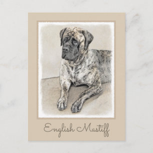 Engelska Mastiff-målning (Brindle) - Hund Art Vykort