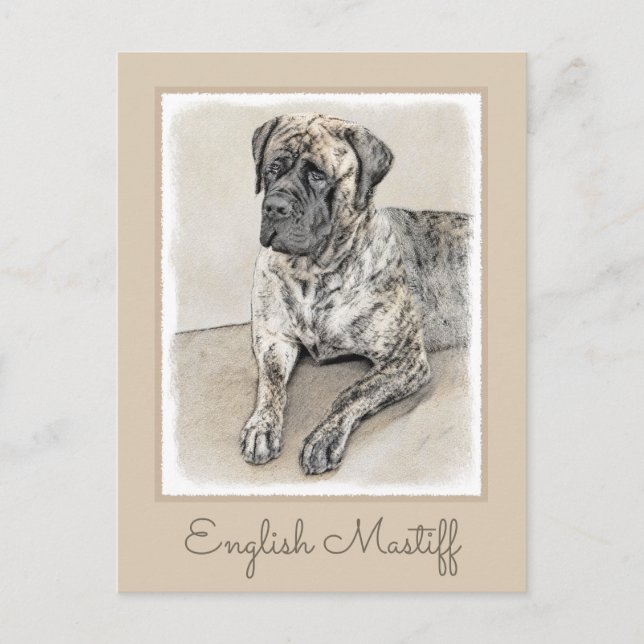 Engelska Mastiff-målning (Brindle) - Hund Art Vykort (Framsida)