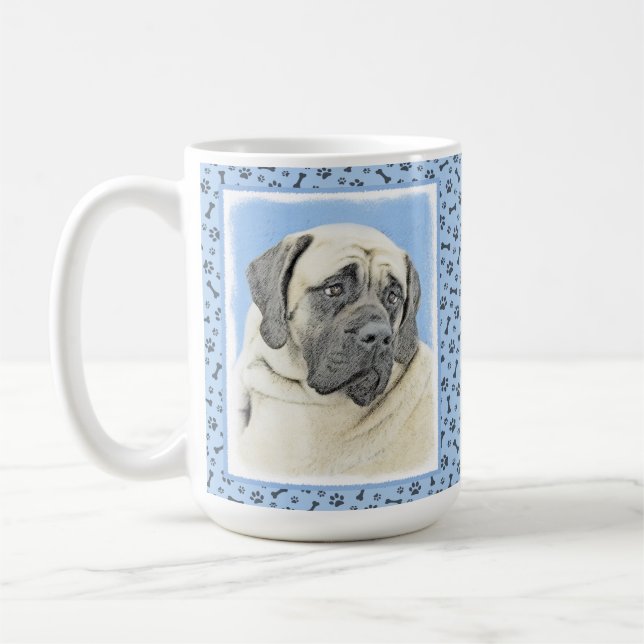Engelska Mastiff-målning (falsk) - Original Hund A Kaffemugg (Vänster)