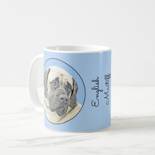 Engelska Mastiff-målning (falsk) - Original Hund A Kaffemugg (Framsida vänster)