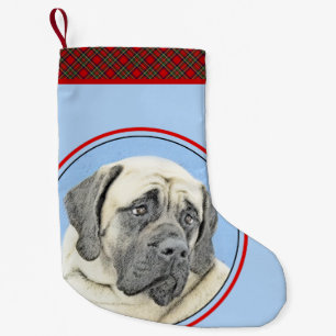 Engelska Mastiff-målning (falsk) - Original Hund Liten Julstrumpa