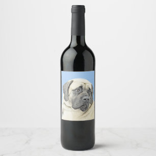 Engelska Mastiff-målning (falsk) - Original Hund Vinflaska Etikett