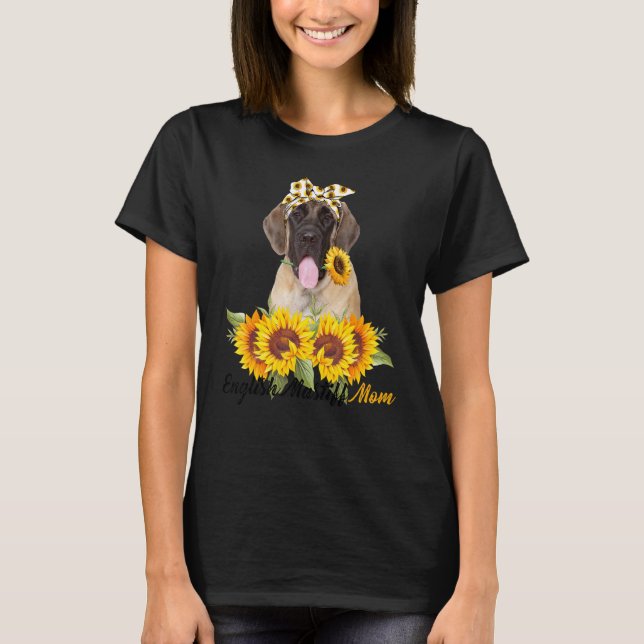 Engelska Mastiff Mamma Solrossomaren Hund Mamma T Shirt (Framsida)