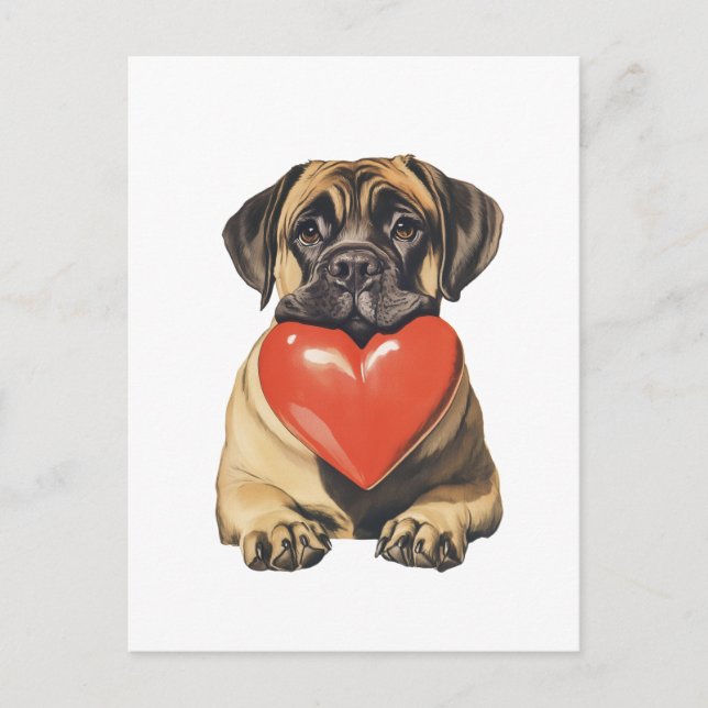 Engelska Mastiff Valentine Helg Vykort (Framsida)