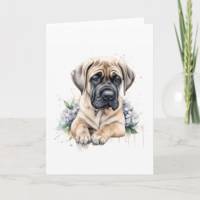 Engelska Mastiff Watercolor Tack Kort (Framsida)