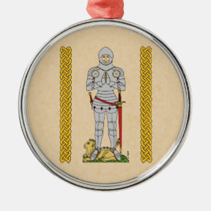 Engelska Medieval Knight Circa 1430 Julgransprydnad Metall
