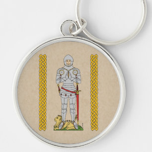 Engelska Medieval Knight Circa 1430 Rund Silverfärgad Nyckelring