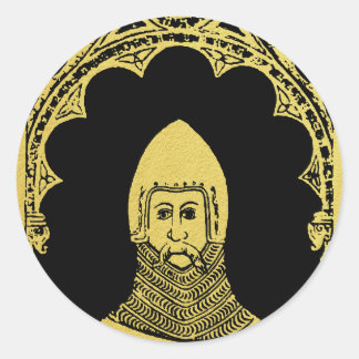 Engelska Medieval Porträtt 1355 John, Lord Cobham Runt Klistermärke