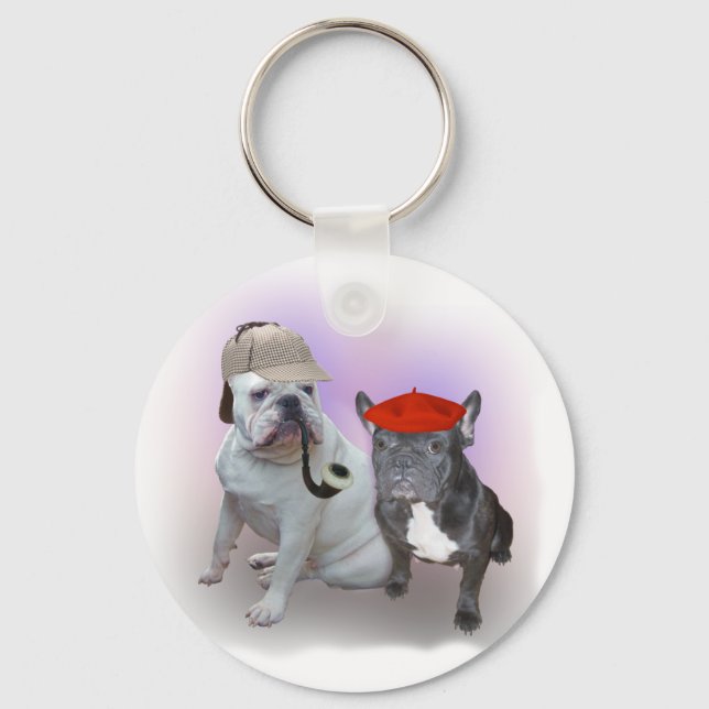 Engelska och Fransk bulldog Nyckelring (Framsida)